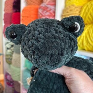 Crochet green frog knotted lovey Handmade